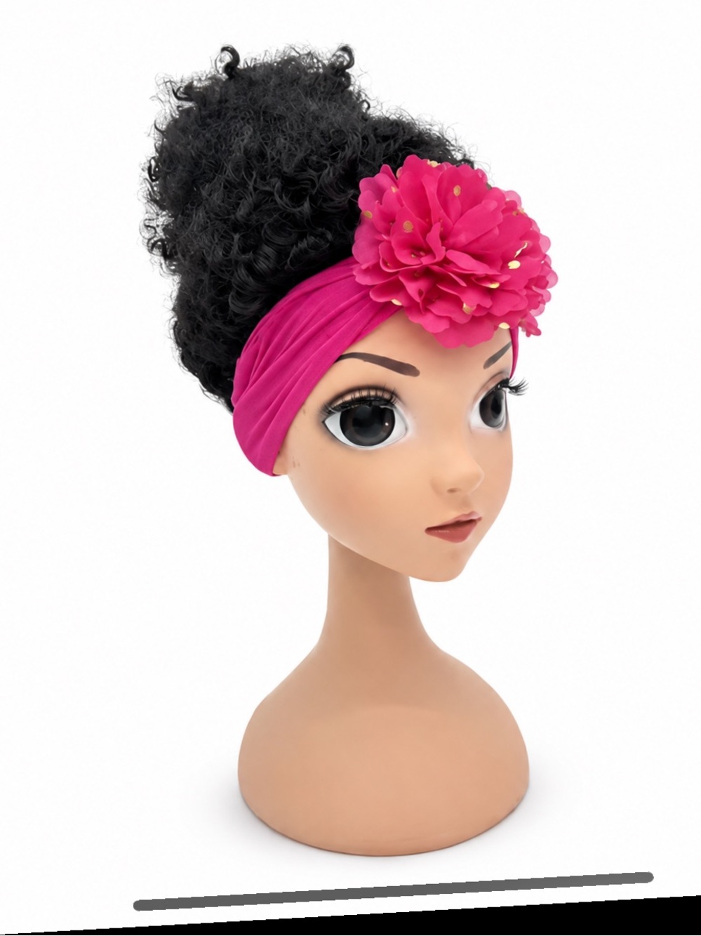Bright Pink Stretch Headband with Large Floral Accent